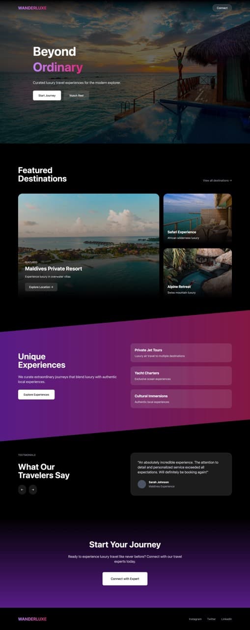 Traveling landing page by webdone
