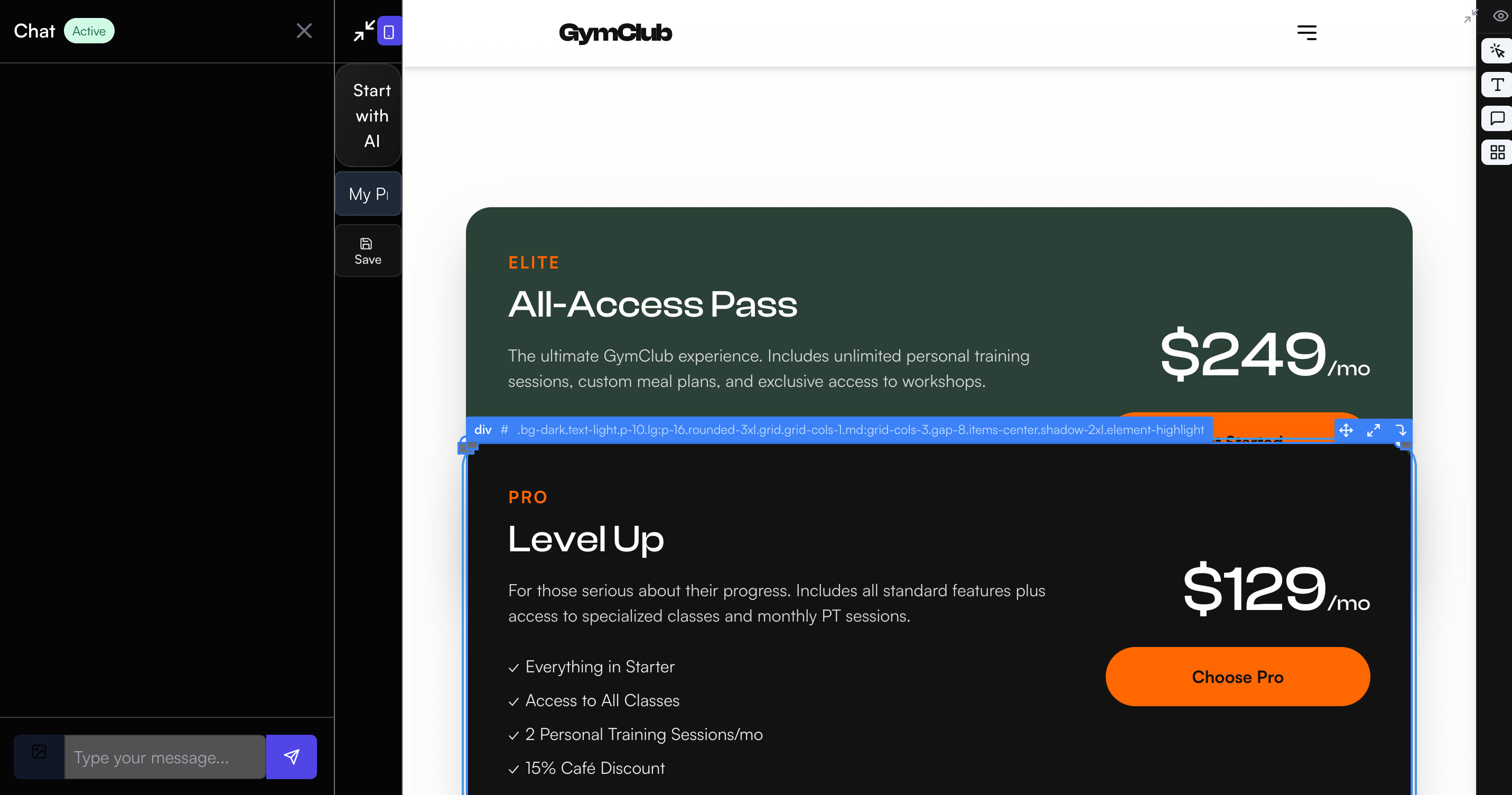 AI Assistant help to redefine or make changes in landing page